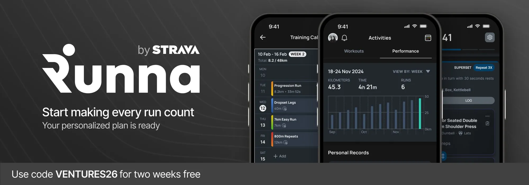 Runna by Strava - 2 Weeks Free with VENTURES26